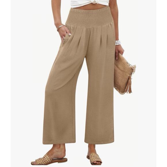 Womens Pants Wide Leg High Waisted Palazzo Pants Summer Flowy Size S - Picture 1 of 7